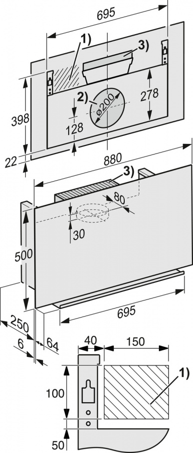  Вытяжка DA9091W Screen OBSW черный обсидиан